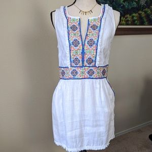 Calypso St Barth embroidered linen dress white S